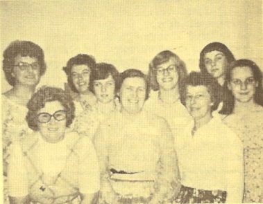 The success of the evening was in no small measure due to the work of these ladies and a number of gentlemen who prepared and served the substantial buffet meal, for which they deserve every commendation. (Back, l. to r.) Mavis White, Pam Giddings, Margaret Bird, Carolyn Tubbs, Carole White; (front) Betty Brown, Pam Bird (who organised the catering), Joyce Parsons and Alison White. Yvonne Eloie was not to be found when the group was collected for the photograph